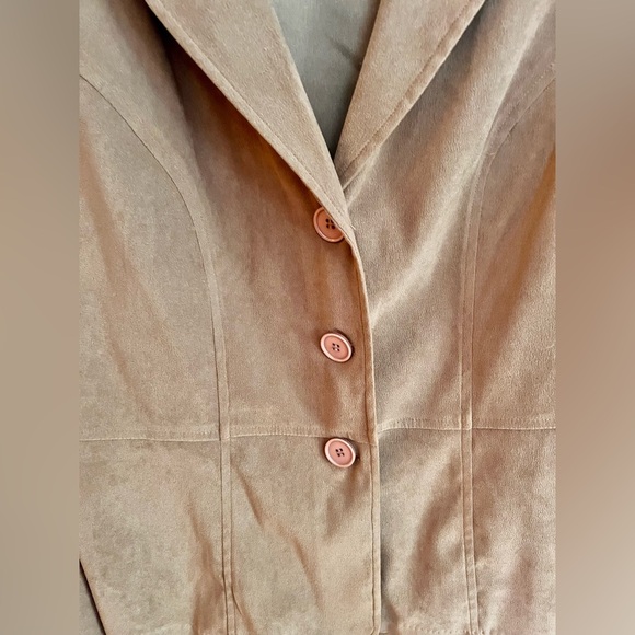 Notations Brown Blazer Size M Buttons Back Enhancements Faux Suede Classic Class - Picture 5 of 11